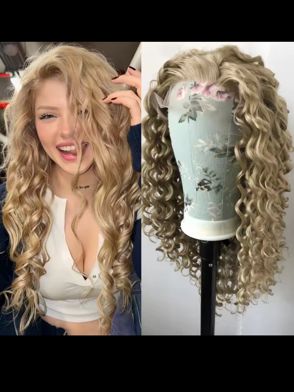 Blonde Deep Curly Lace Front Lolita Wig - Natural Honey Blonde - Picture 5 of 6